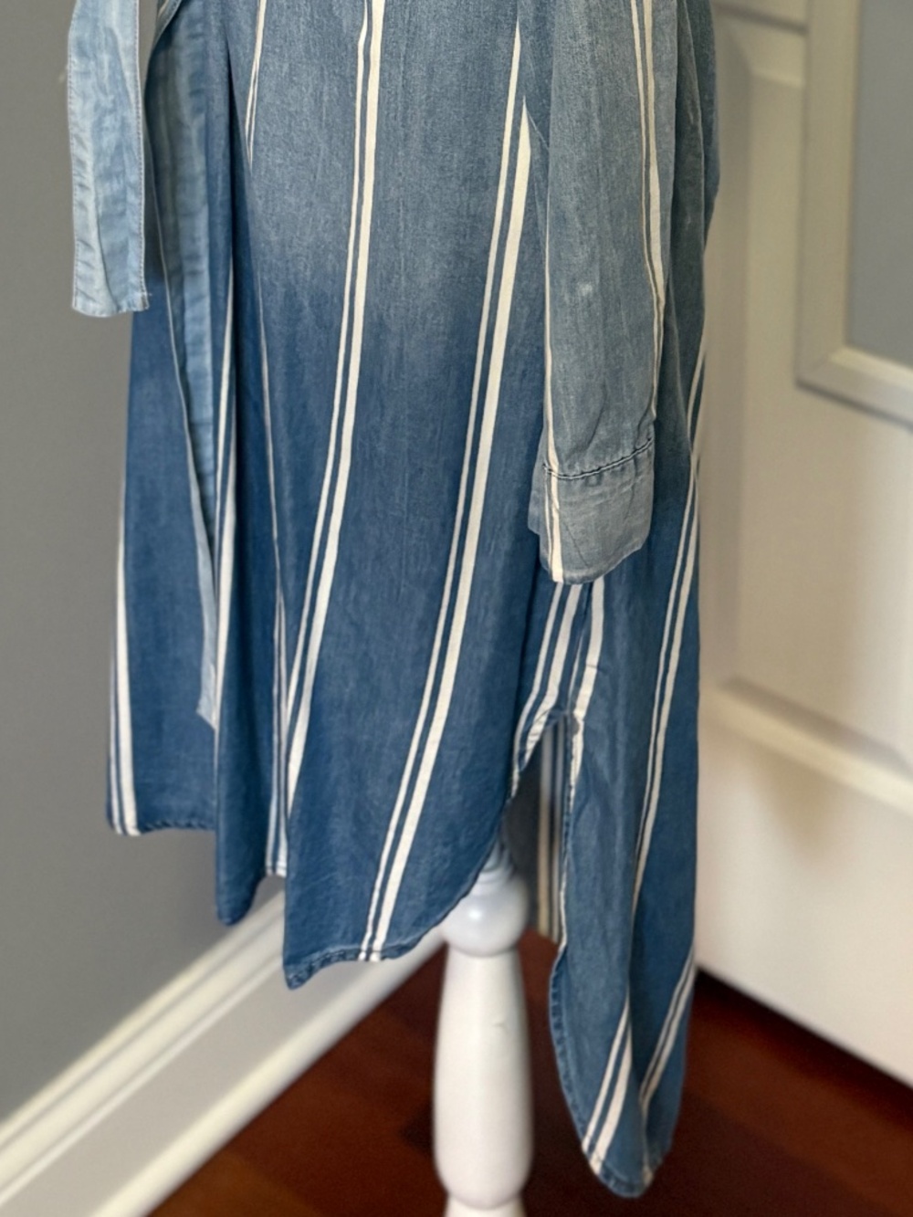 Luxology Striped Chambray Shirt Dress - Picture 4 of 11